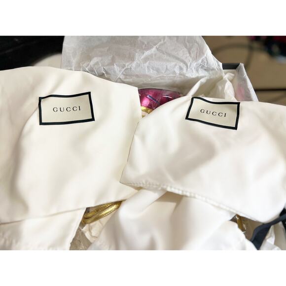 Gucci Tiger Head Metallic Pink Gold Leather Strappy Heels 8.5 NWB Made in Italy - Picture 12 of 16